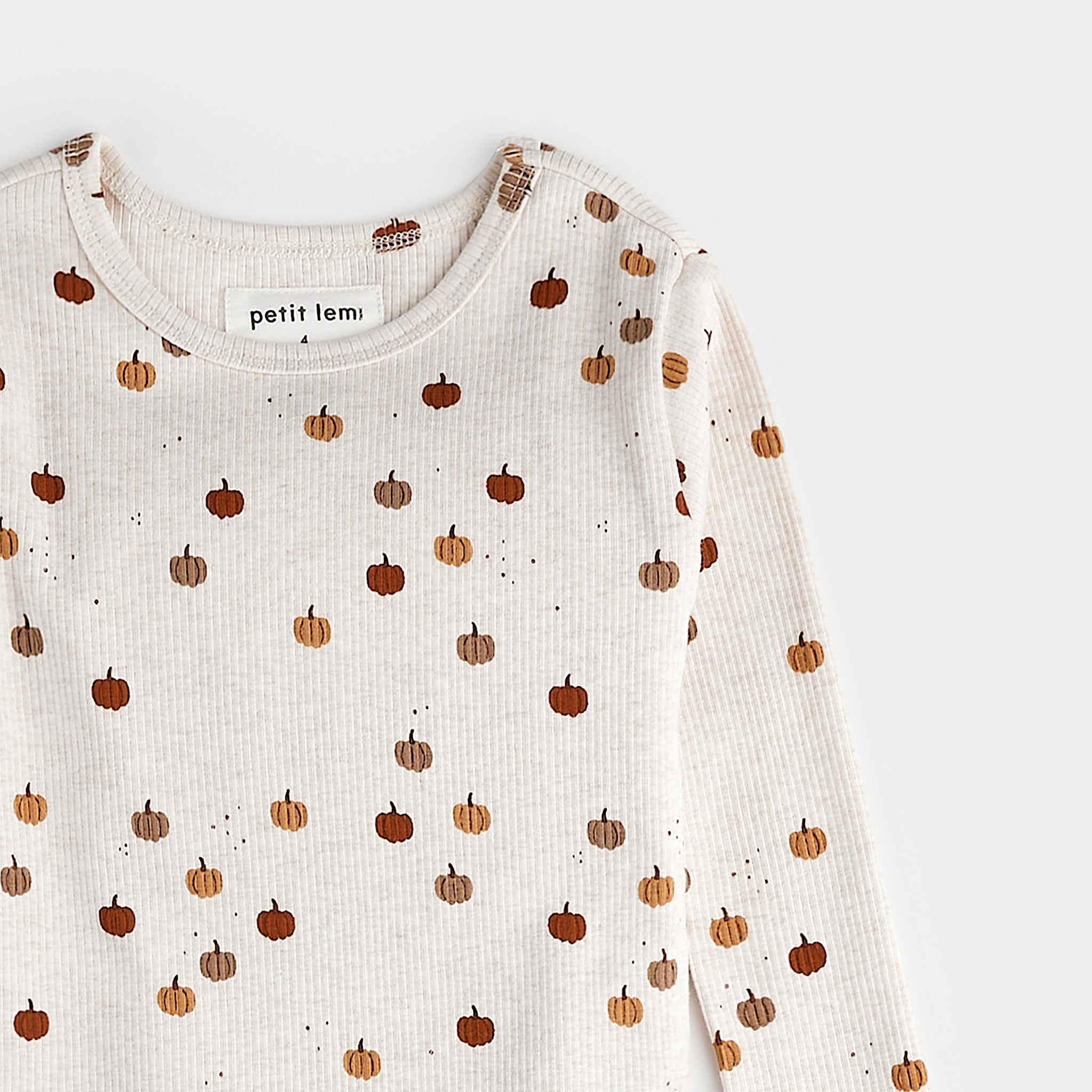 Pumpkin Print on Heathered Oatmeal PJ Set – petitlem.com