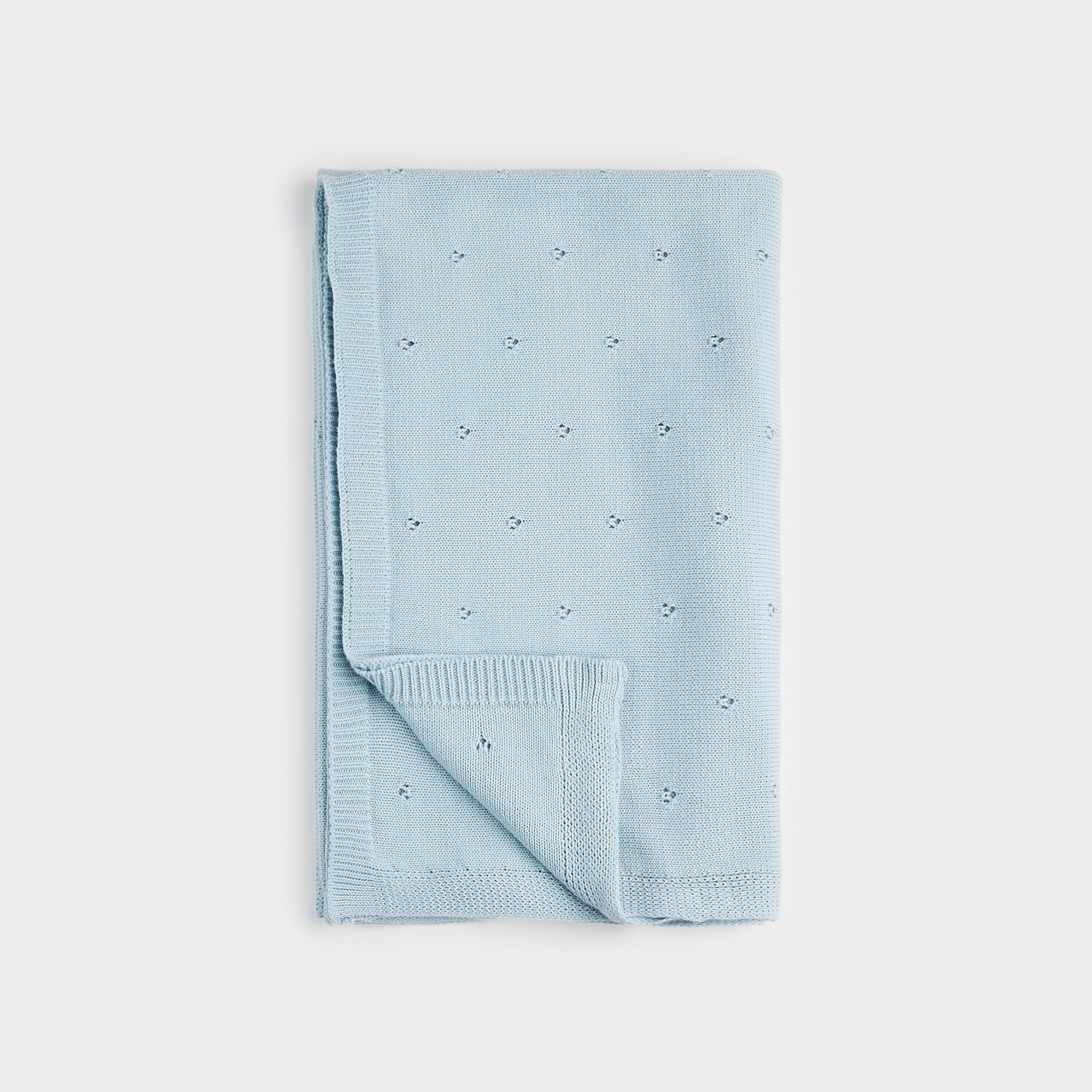 Celestial Blue Pointelle Knitted Blanket – petitlem EN
