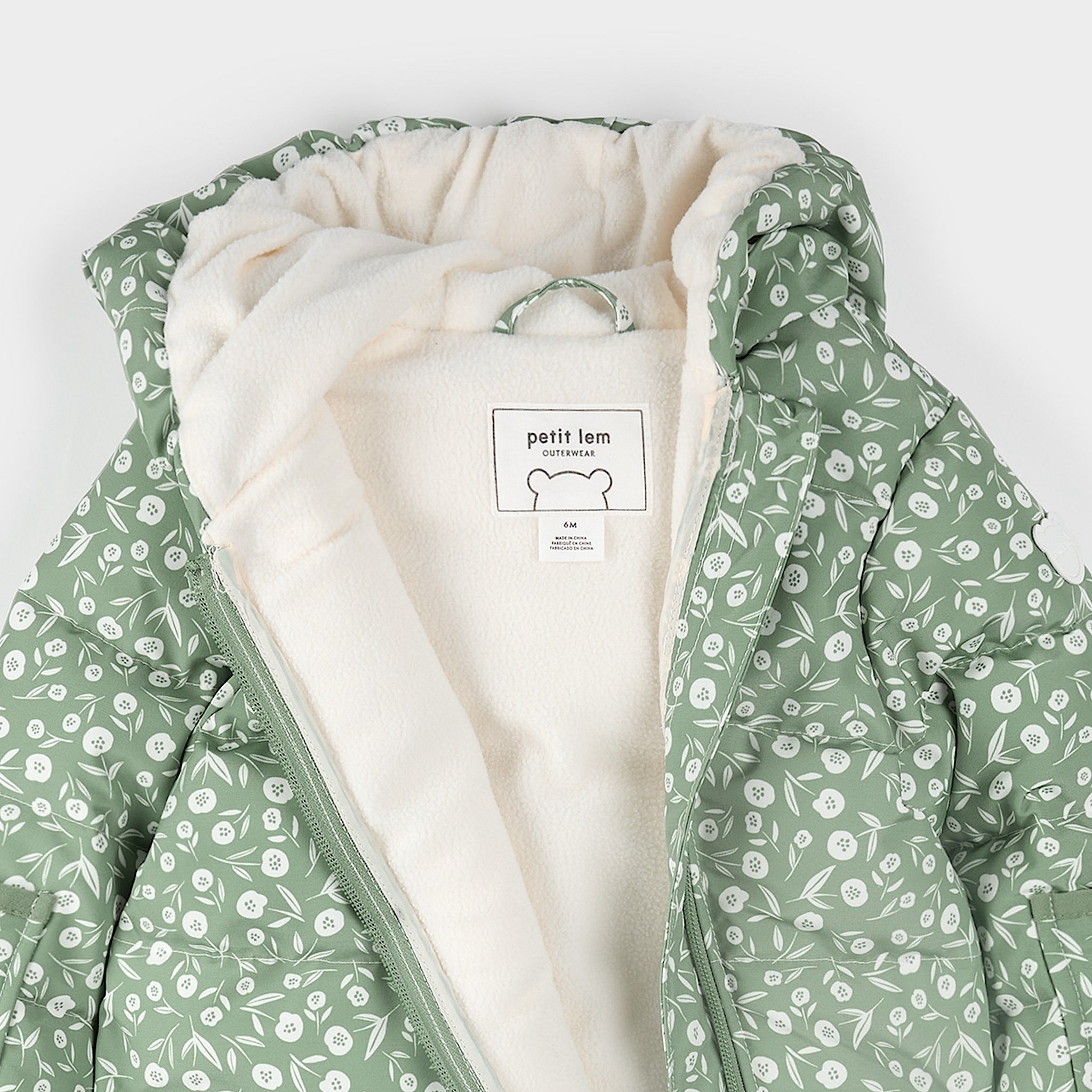 JILTU　baby frill hoodie Floral Print on Sage Green Hooded Baby Snowsuit – petitlem.com