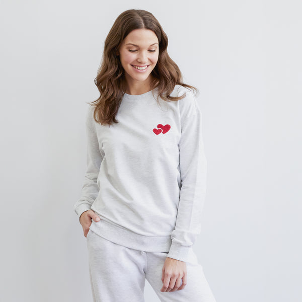 Heart to Heart Heather Grey Women's Fleece Sweatshirt