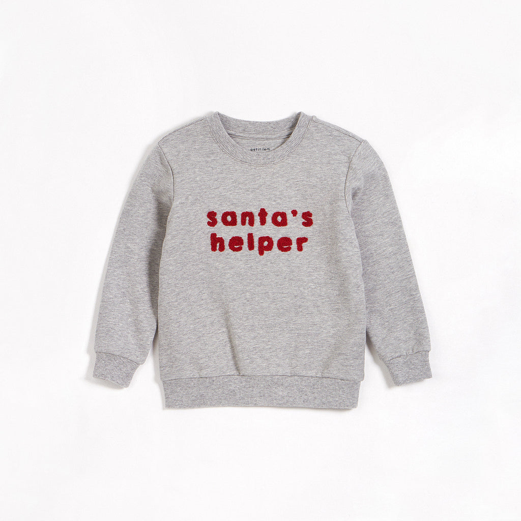 Santa's Helper on Heather Grey Fleece Sweatshirt img-1