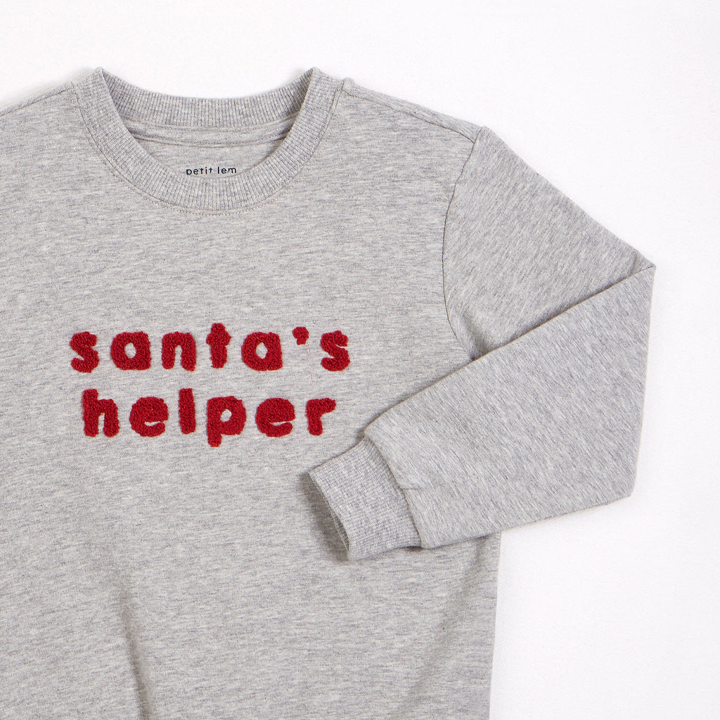 Santa's Helper on Heather Grey Fleece Sweatshirt img-2