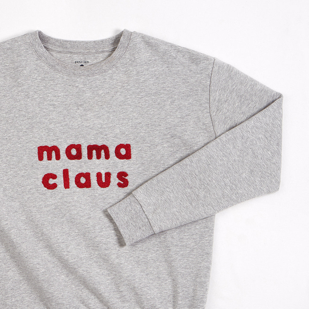 Mama Claus on Heather Grey Fleece Women's Sweatshirt img-2