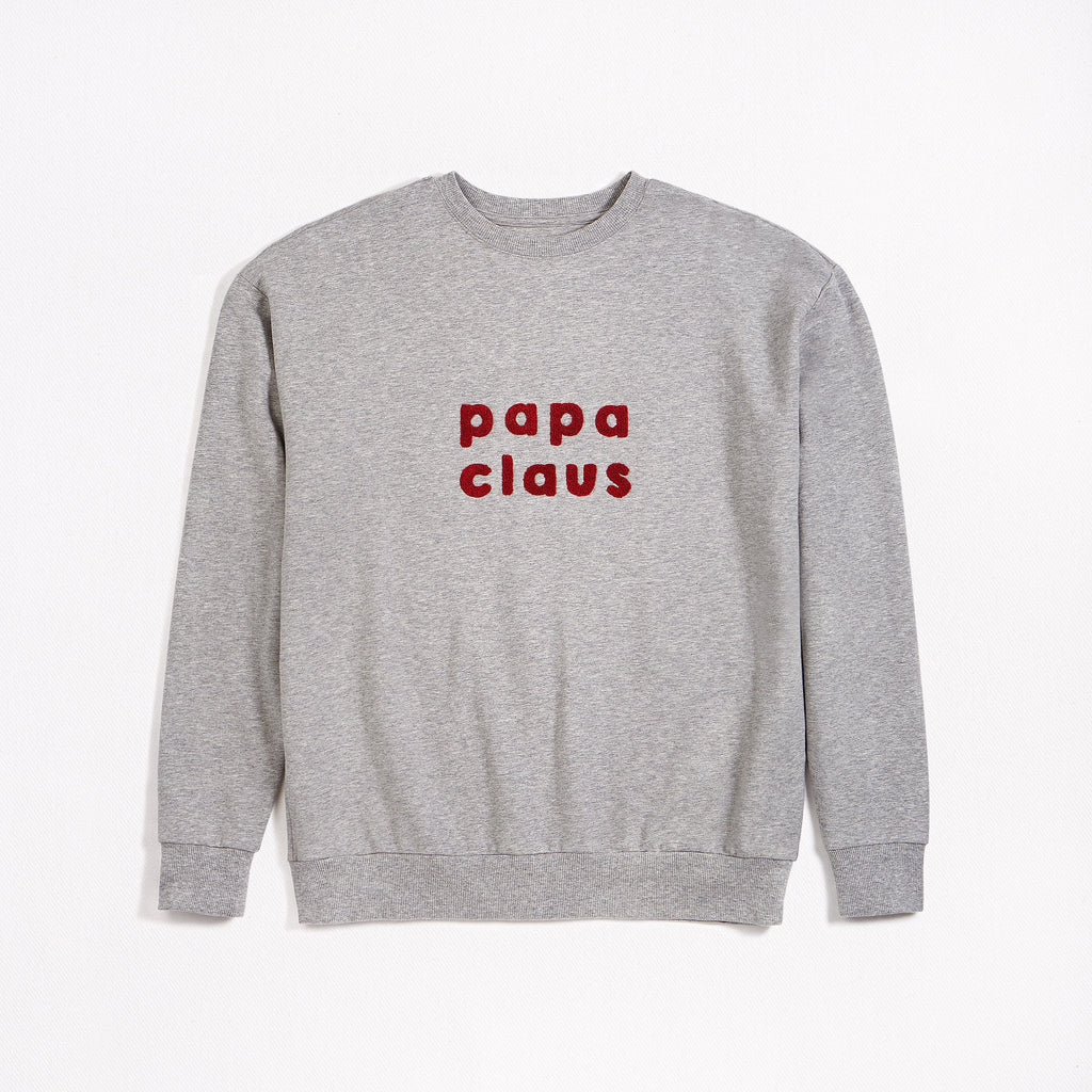 Papa Claus on Heather Grey Fleece Men's Sweatshirt img-1