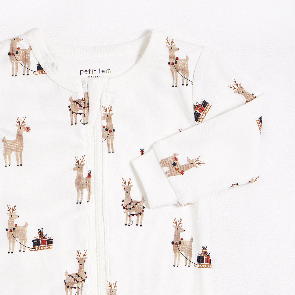 Rudy and Reindeers Print on Off White Sleeper img-2
